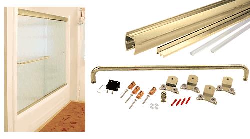 CRL Brite Gold Anodized Cottage CK Series Sliding Shower Door Kit Brite 60" x 72" with Clear Jambs for 3/8" Glass