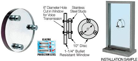 CRL Round Level 3 Clear-Vision Bullet Resistant Clear Lexgard Speak-Thru