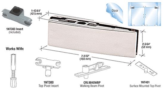 CRL Polished Stainless Finish Curved Top Door Patch Fitting with INT303 Insert