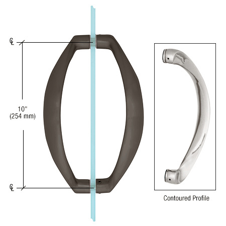 CRL 10" Oil Rubbed Bronze Glass Mounted Sculptured Pull Handles