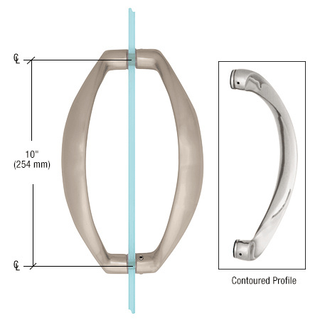 CRL 10" Brushed Nickel Glass Mounted Sculptured Pull Handles