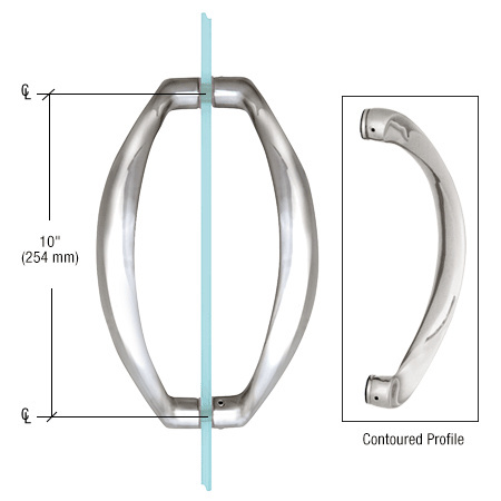 CRL 10" Chrome Glass Mounted Sculptured Pull Handles