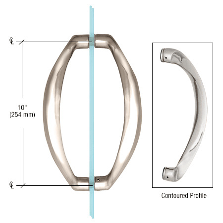 CRL 10" Polished Nickel Glass Mounted Sculptured Pull Handles