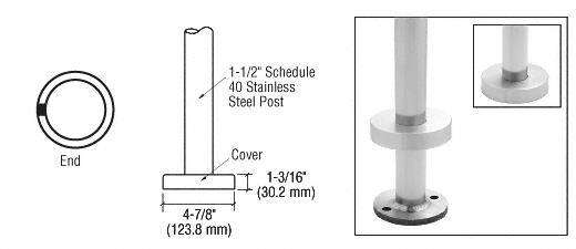 CRL CRS 36" Brushed Stainless End Post for Flange Mount