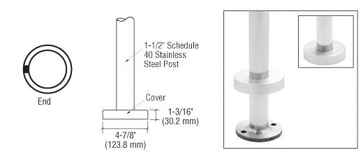 CRL CRS 36" Polished Stainless End Post for Flange Mount