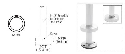 CRL CRS 36" Polished Stainless 90 Degree Corner Post for Flange Mount