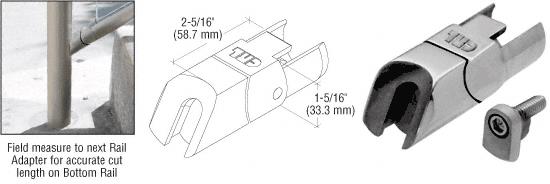 CRL Brushed Stainless CRS Adjustable Lower Adapter for Sloped Bottom Rail use on Stairs