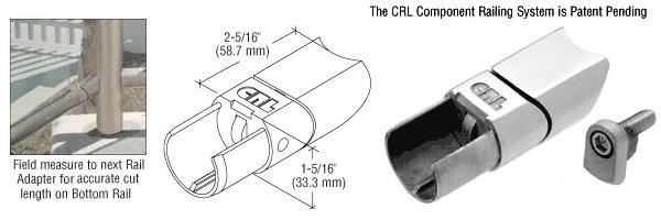 CRL Brushed Stainless CRS Adjustable Upper Adapter for Sloped Bottom Rail use on Stairs