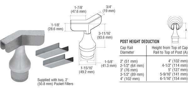 CRL Brushed Stainless CRS Top Rail Adapter for 135 Degree Corner Post