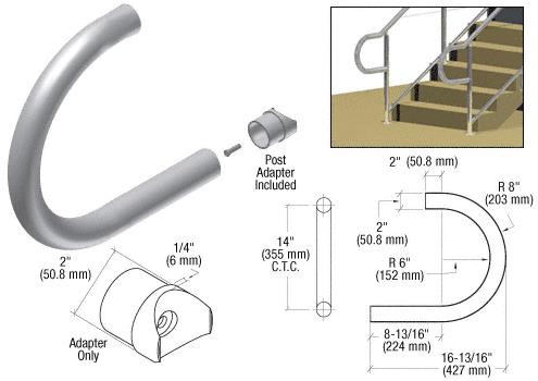 CRL Brushed Stainless CRS Cap Rail Return with Post Adapter