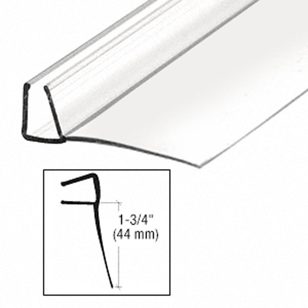 CRL Shower Door Polycarbonate with 90 degree 1-3/4" Long Vinyl Fin Seal for 1/2" Glass - 95" Long
