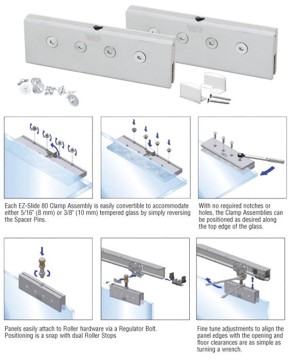 CRL EZ-Slide 80 Clamps and Bottom Guide - Package