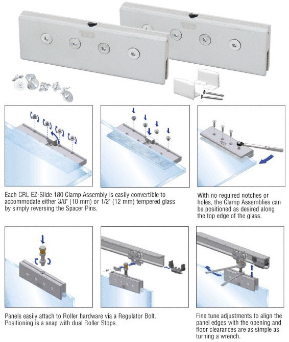 CRL EZ-Slide 180 Clamps and Bottom Guide - Package