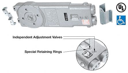 CRL Diamond Style Spindle A.D.A. 8.5 Lb. Exterior 105&#186; Hold-Open Retrofit Overhead Concealed Door Closer - Body Only