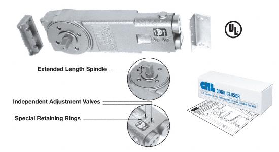 CRL Medium Duty 90&#186; Hold-Open 3/4" Long Spindle Overhead Concealed Door Closer Body with Mounting Clips