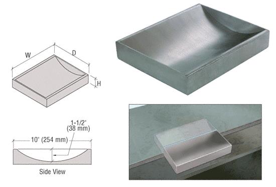CRL Standard 16" Wide X 10" Deep X 2" High Brushed Stainless Counter Top Deal Tray