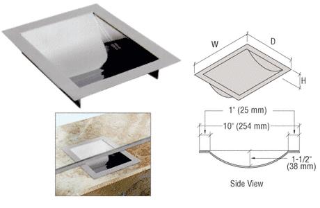CRL Standard 16" Wide X 10" Deep X 1-9/16" High Polished Stainless Finish Drop-In Deal Tray