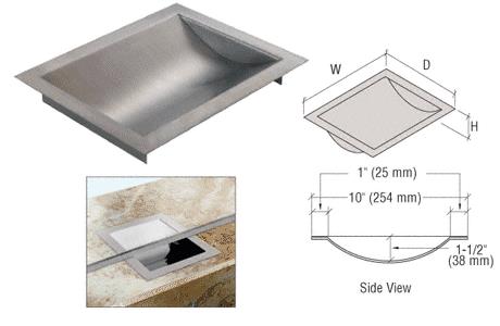 CRL Standard 8" Wide X 10" Deep X 1-9/16" High Brushed Stainless Finish Drop-In Deal Tray