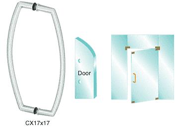 CRL Brushed Stainless 17" Glass Mounted Back-to-Back Curved Pull Handle