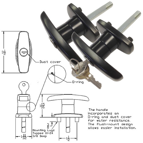 Gordon Glass&#174; Truck Cap T-Handles for Statewide Cap Doors - Pair