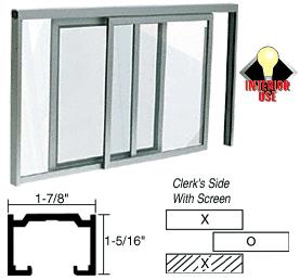 CRL Satin Anodized Horizontal Sliding Florence Model Pass-Thru Assembly with D7 Overhead Track with Screen