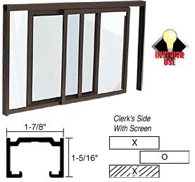 CRL Duranodic Bronze Horizontal Sliding Florence Model Pass-Thru Assembly with D7 Overhead Track with Screen
