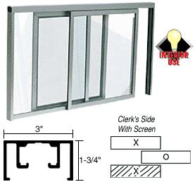 CRL Satin Anodized Horizontal Sliding Florence Model Pass-Thru Assembly with D1670 Overhead Track with Screen