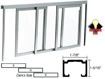 CRL Satin Anodized Horizontal Sliding Arlene Model Pass-Thru Assembly With D7 Overhead Track No Screen