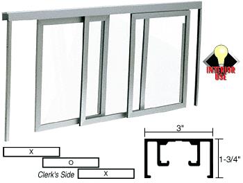 CRL Satin Anodized Horizontal Sliding Arlene Model Pass-Thru Assembly With D1670 Overhead Track No Screen