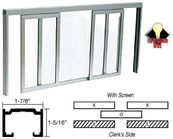 CRL Satin Anodized Horizontal Sliding Fawn Model Pass-Thru Assembly with D7 OverHead Track with Screen