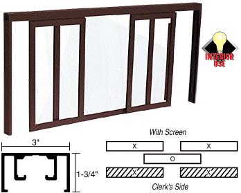 CRL Duranodic Bronze Horizontal Sliding Fawn Model Pass-Thru Assembly with D1670 OverHead Track and Screen