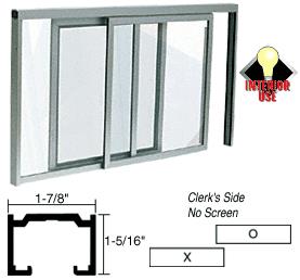 CRL Satin Anodized Horizontal Sliding Florence Model Pass-Thru Assembly With D7 Overhead Track Without Screen