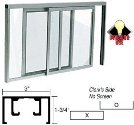 CRL Satin Anodized Horizontal Sliding Florence Model Pass-Thru Assembly with D1670 Overhead Track Without Screen