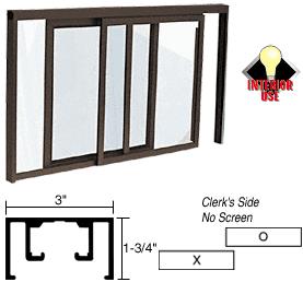 CRL Duranodic Bronze Horizontal Sliding Florence Model Pass-Thru Assembly with D1670 Overhead Track Without Screen