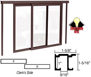 CRL Duranodic Bronze Horizontal Sliding Daisy Model Pass-Thru Assembly With D4 Overhead Track With Jambs