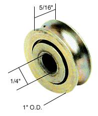 Sliding Glass Patio Door Replacement Roller, 1" Diameter Steel Ball Bearing. 5/16" Wide - Package