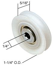 CRL 1-1/4" Diameter Nylon Ball Bearing Replacement Roller 5/16" Wide - Package