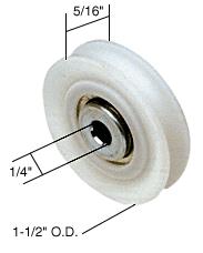1-1/2" Diameter Nylon Ball Bearing Replacement Roller 5/16" Wide - Package