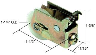 Sliding Glass Patio Door Roller for Premier Doors, 1-1/4" Nylon Wheel, 11/16" Wide Housing