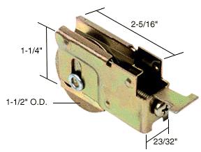 CRL Sliding Glass Door Roller with 1-1/2 Steel Wheel 23/32" Wide Housing for Marshall Doors