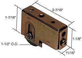 CRL Sliding Glass Door Roller with 1-1/2 Steel Wheel 11/16" Wide Housing for Fleetwood Doors