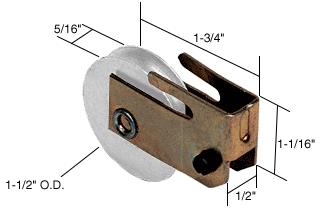 CRL Sliding Glass Door Roller with 1-1/2 Nylon Wheel 1/2" Wide Housing for Adhor/HiLite Doors