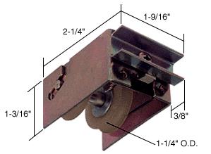 Sliding Glass Door Roller with 1-1/4" Tandem Steel Wheels; 1-9/16" Wide Housing for Guaranteed Products