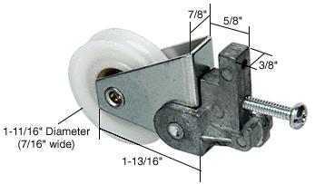 Sliding Glass Door Roller with 1-11/16" Nylon Wheel 7/8" Wide Housing for Art Door