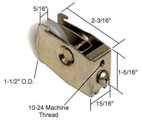 Sliding Glass Door Roller with 1-1/2 Nylon Wheel 15/16" Wide Housing for Northrop Doors