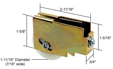 CRL Sliding Glass Door Roller with 1-11/16" Nylon Wheel 3/4" Wide Housing for Arcadia Doors
