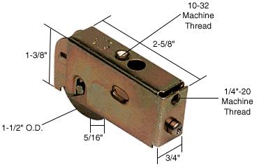 CRL Sliding Glass Door Roller with 1-1/2 Steel Wheel 3/4" Wide Housing for Air Control & Howmet & Krestmark Doors