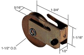 CRL Sliding Glass Door Roller with 1-1/2 Steel Wheel 1/2" Wide Housing for Ador/HiLite Doors