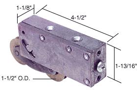 Sliding Glass Door Roller with 1-1/2" Tandem Steel Wheels; 1-1/8" Wide Housing for Kawneer Doors