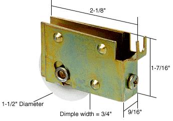 CRL Sliding Glass Door Roller with 1-1/2 Nylon Wheel 9/16" Wide Housing for Window Master Doors
